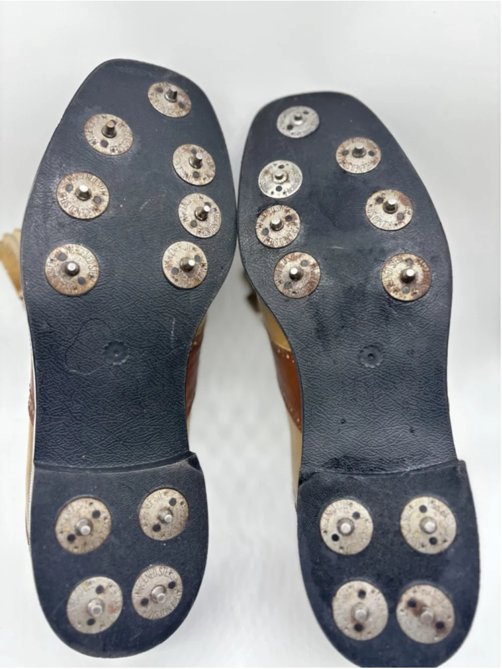 Vintage Leather Saddle Golf Shoes Wingtip Kiltie Harvey Frost Spikes Mens 10.5